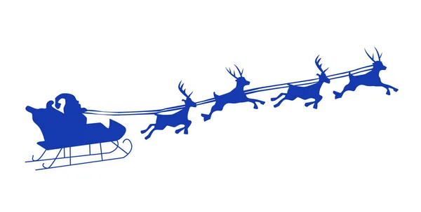 Silhouette Illustrazione Babbo Natale Volante Renne Natalizie — Vettoriale Stock