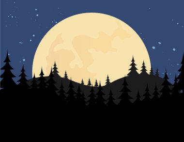Moon ile modern bir doğa vektör çizim
