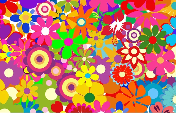 Colorido Primavera Flores Vetor Ilustração — Vetor de Stock