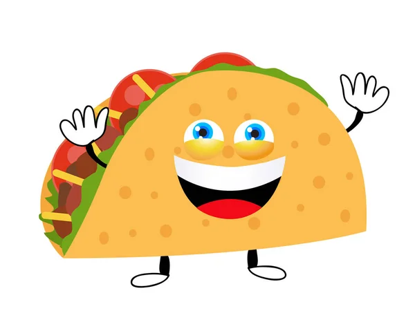 Happy Taco vector ilustrasi dalam gaya kartun - Stok Vektor