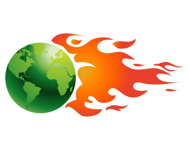 Globus mit Flammenvektorillustration — Stockvektor