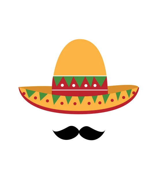 Modèle d'icône Sombrero et moustache — Image vectorielle