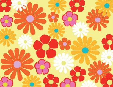 Renkli bahar çiçekleri vektör illüstrasyonu