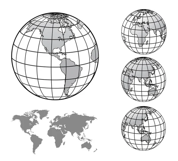 Globo mundial com mapa do mundo — Vetor de Stock
