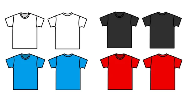 T shirt vektor ilustrasi di depan putih dan belakang - Stok Vektor