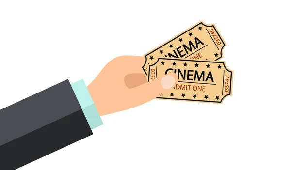 Mano sosteniendo dos entradas de cine — Vector de stock