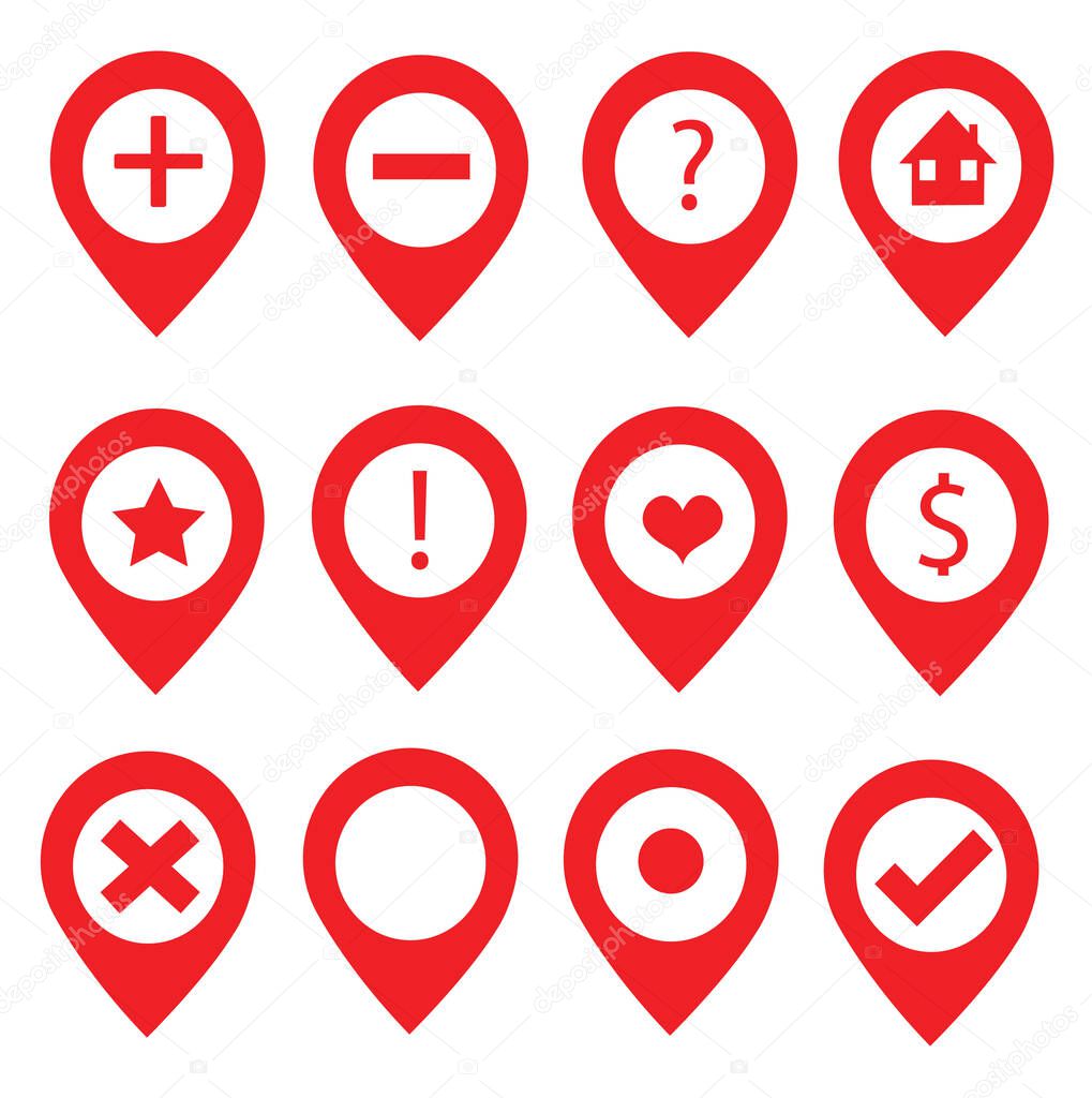 mapping pins icon set vector