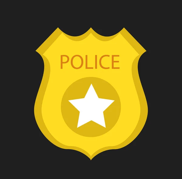 Desenhos Animados Ouro Emblema Policial Vetor —  Vetores de Stock