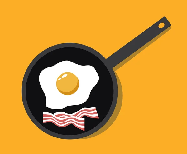 Fried Egg Bacon Vector Illustration — Stock Vector
