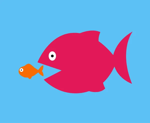 Grote Vissen Eten Weinig Vis Vector Illustratie — Stockvector