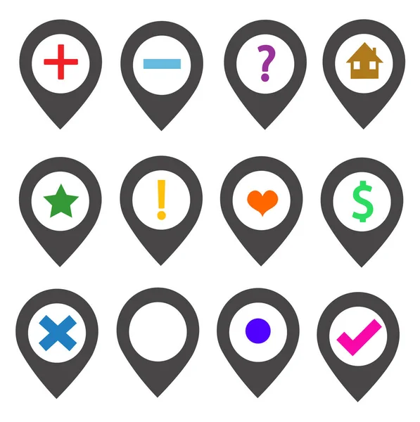 Mapping Pins Icon Set Vektor — Stockvektor