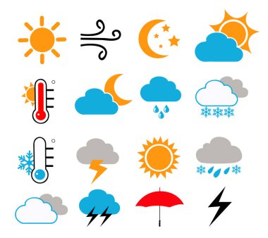 hava simgeleri vektör illüstrasyonu