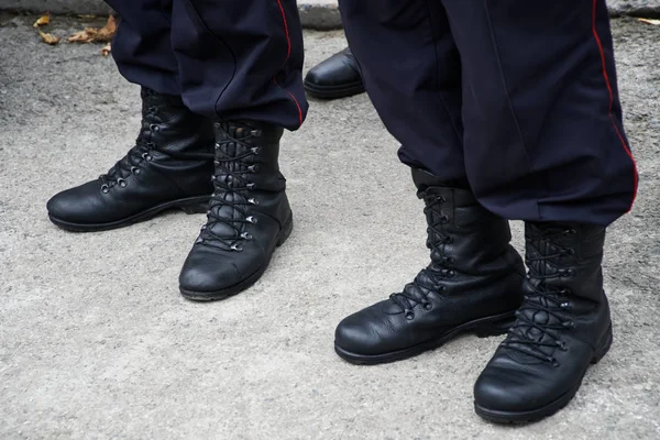 Botas Del Ejército Policía Rusa Noviembre 2018 Ley Orden Uniforme — Foto de Stock