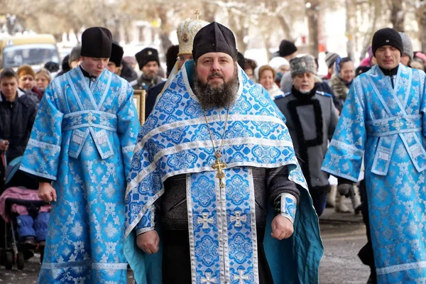 Russia City Magnitogorsk Chelyabinsk Region November 2016 Priest Orthodox Procession — Stock Photo, Image