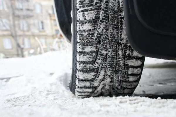 Автомобільні Зимові Шини Ліпосистемою Безпечне Водіння Зима Лід — стокове фото