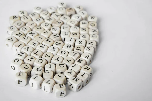 Cubes Letters English Alphabet Lie White Background Learning Literacy — Stock Photo, Image