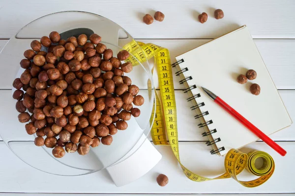 Zählen Und Erfassen Der Menge Proteinen Kalorien Kohlenhydraten Und Fetten — Stockfoto