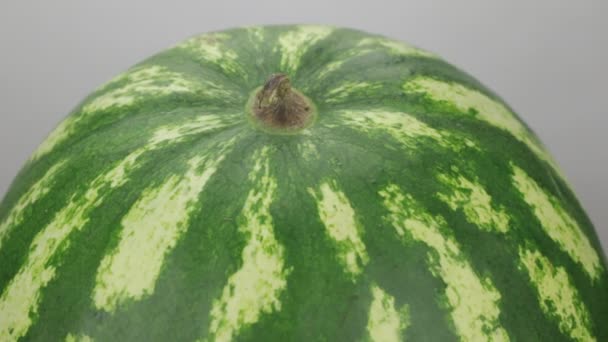 Rotation of a whole green watermelon. Close-up. — Stock Video