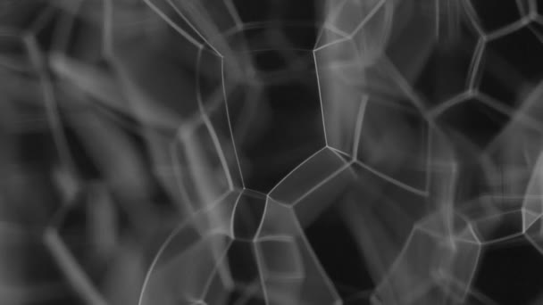 Makro, roterande närbild skum ut ovanliga strukturella bubblor. — Stockvideo