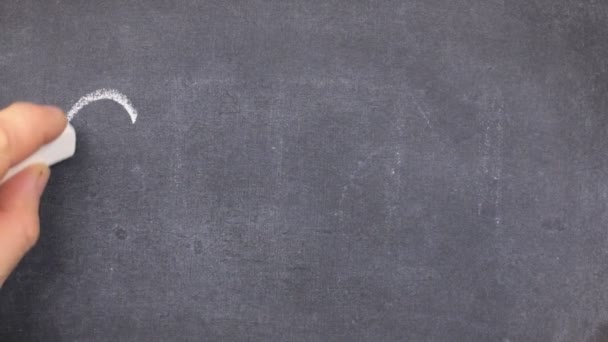 打开单词的小黑板, 用粉笔写在上面. — 图库视频影像