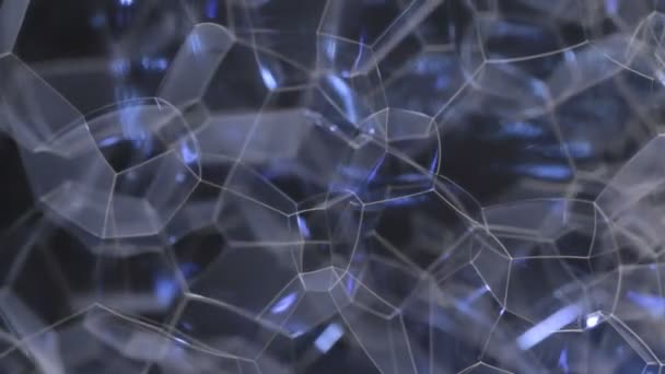 Макро Крупным Планом Вращение Мыльных Пузырей Выглядит Научное Изображение Решетки — стоковое видео