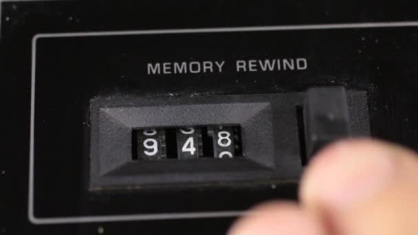 Finger resets to zero the readings of the old analog counter. Retro concept. — Stock Video