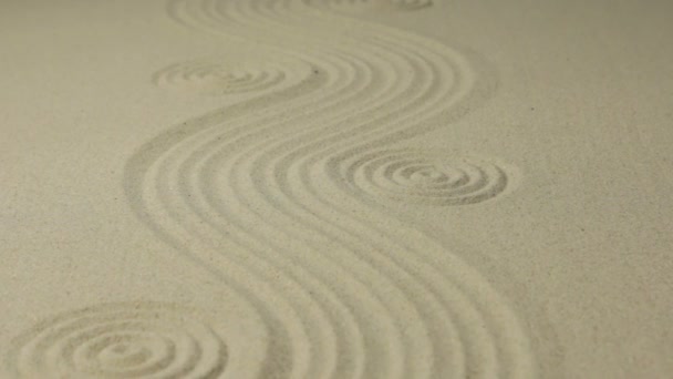 Näherungskreise und Kurvenlinien im Sand. Sommer-Hintergrund. — Stockvideo