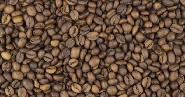 커피 원두 배경, 질감. 곡물의 배경을 회전시키고 축소하는 일. — 비디오