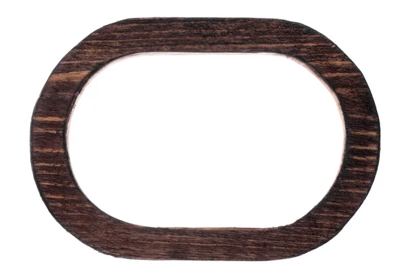 Schöner Einteiliger Ovaler Holzrahmen Isoliert Auf Weißem Hintergrund Natürliche Muster — Stockfoto
