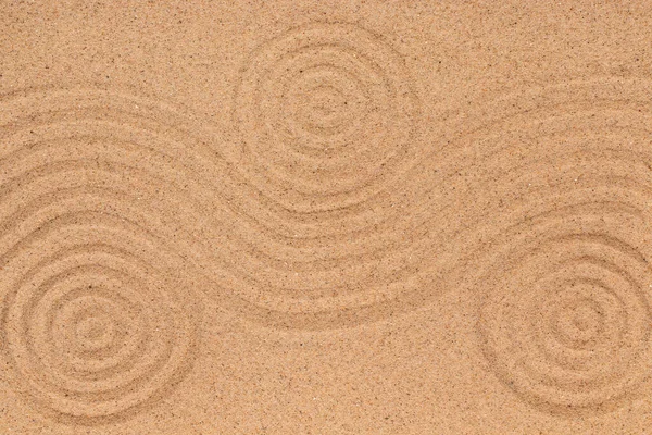 Trois Cercles Concentriques Des Lignes Ondes Sur Sable Texture Sable — Photo