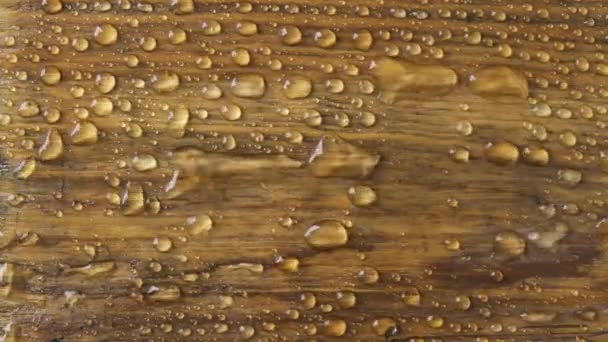 En cámara lenta. El viento sopla de corrientes de agua de una vieja superficie de madera. — Vídeo de stock