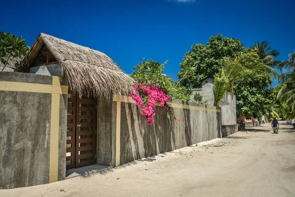 Fehendhoo Island Baa Atoll Geleneksel Maldivlere Köyde Boş Sokak — Stok fotoğraf