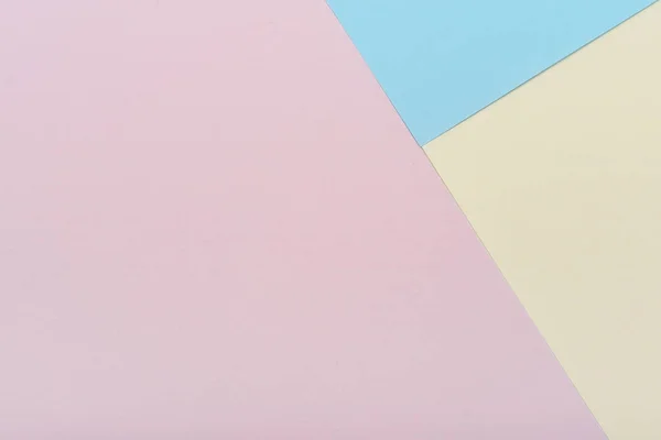 Carta Blu Giallo Rosa Pastello Geometrico Piatto Lay Backgroun — Foto Stock