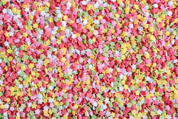 Warna Bintang Gula Sprinkles Latar Belakang Tampilan Atas — Stok Foto