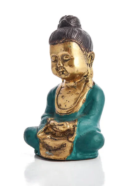 Άγαλμα Του Βούδα Που Κάθεται Στο Διαλογισμός Θέτουν Απομονωθεί Λευκό — Φωτογραφία Αρχείου