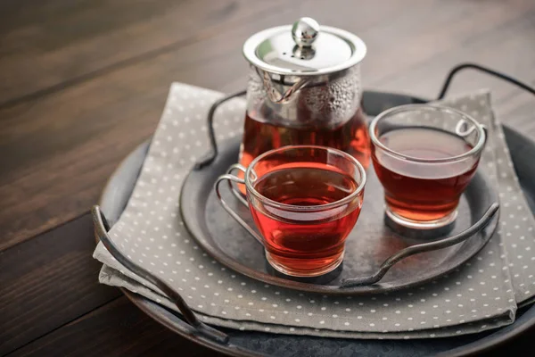 Dos tazas de té con tetera —  Fotos de Stock