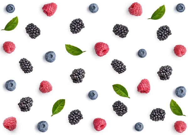 Raspberry, blackberry and blueberry isolated — Stock Photo, Image