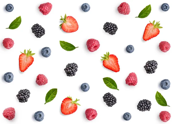 Raspberry, blackberry, strawberry and blueberry pattern — Stock Photo, Image