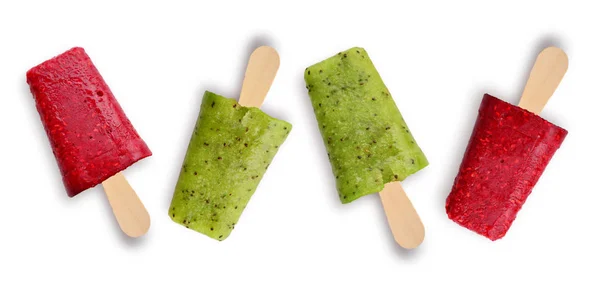 Patroon van framboos en kiwi popsicle — Stockfoto