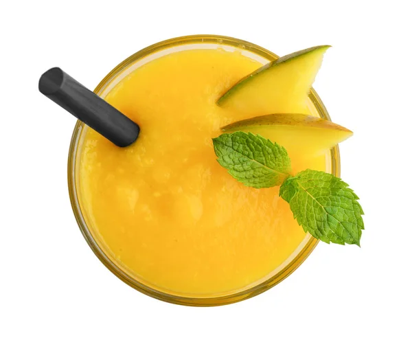 Glass of mango smoothie — Stock Photo, Image