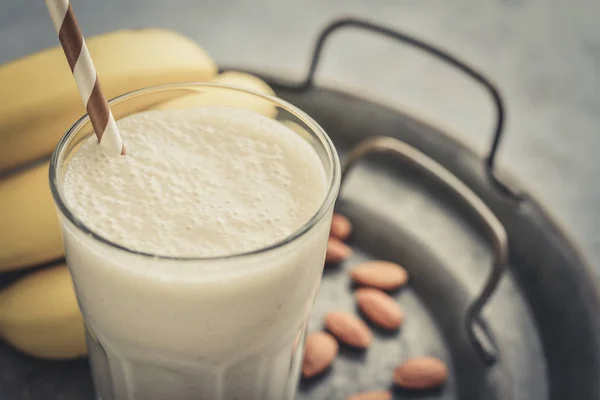 Banana smoothie with almond milk — Stock Photo, Image