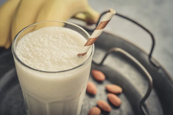 Banana smoothie with almond milk — Stock Photo, Image