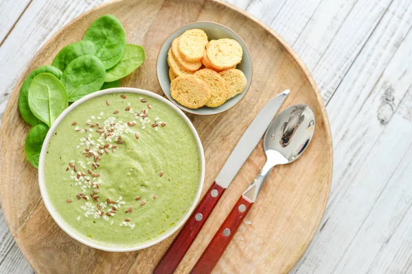 Green broccoli soup with spinach — Stock Photo, Image