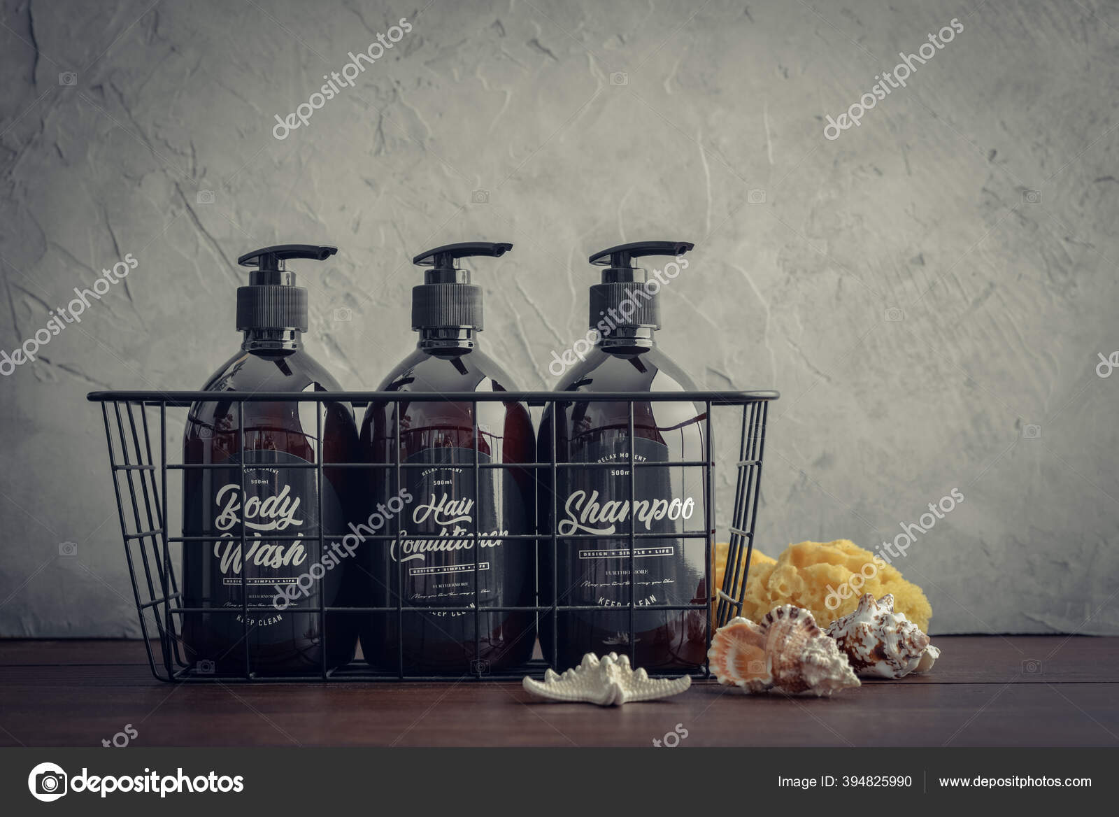 Set Refillable Plastic Brown Bottles Shampoo Conditioner Shower Gel