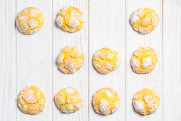 Biscotti Limone Fatti Casa Con Glassa Zucchero Velo Biscotti Agrumi — Foto Stock