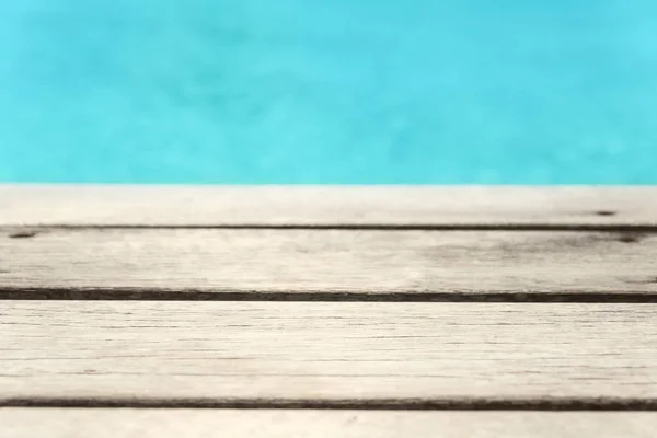 Wooden Pier Blue Sea Background Sunny Summer Day — Stock Photo, Image