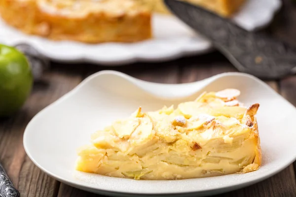 Slice Homemade Organic Apple Pie Dessert Ready Eat — Stock Photo, Image
