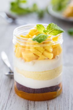 Tatlı ev yapımı Mango tatlısı, peynirli kek, önemsememek, fare bir gla