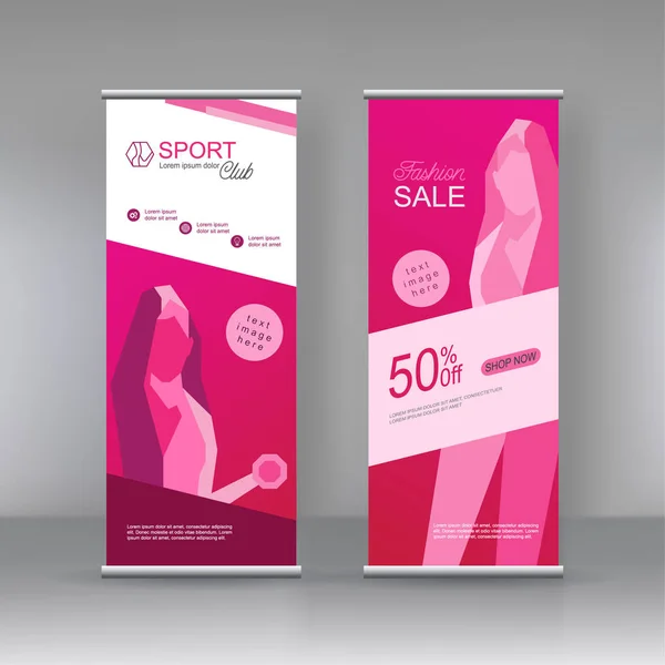 Roll up sport banner stand brochure vertical template design, covers ,vector abstract geometric background, modern x-banner and flag-banner