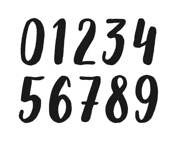 Números caligráficos dibujados a mano. Símbolos vectores — Archivo Imágenes Vectoriales